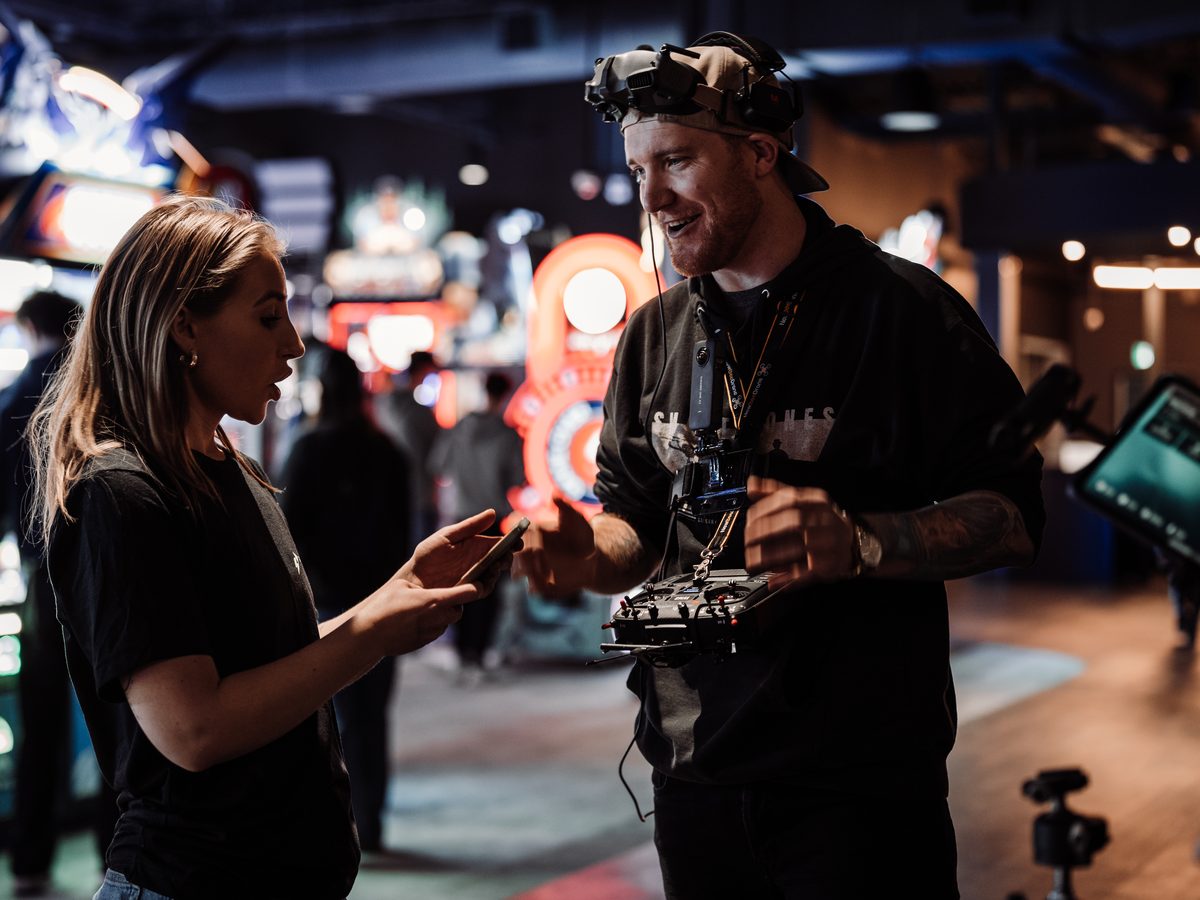 Peak FPV pilot flying FPV indoors at a Calgary venue